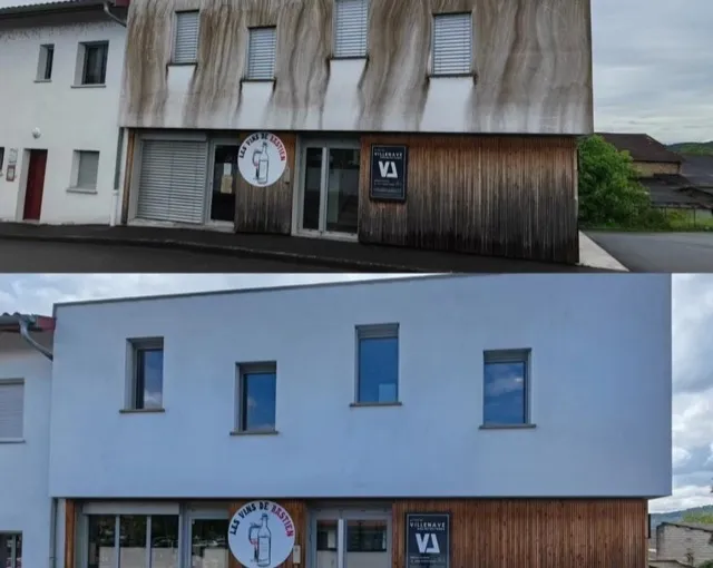 Façade enduite d'une villa ancienne après nettoyage vapeur à Biarritz